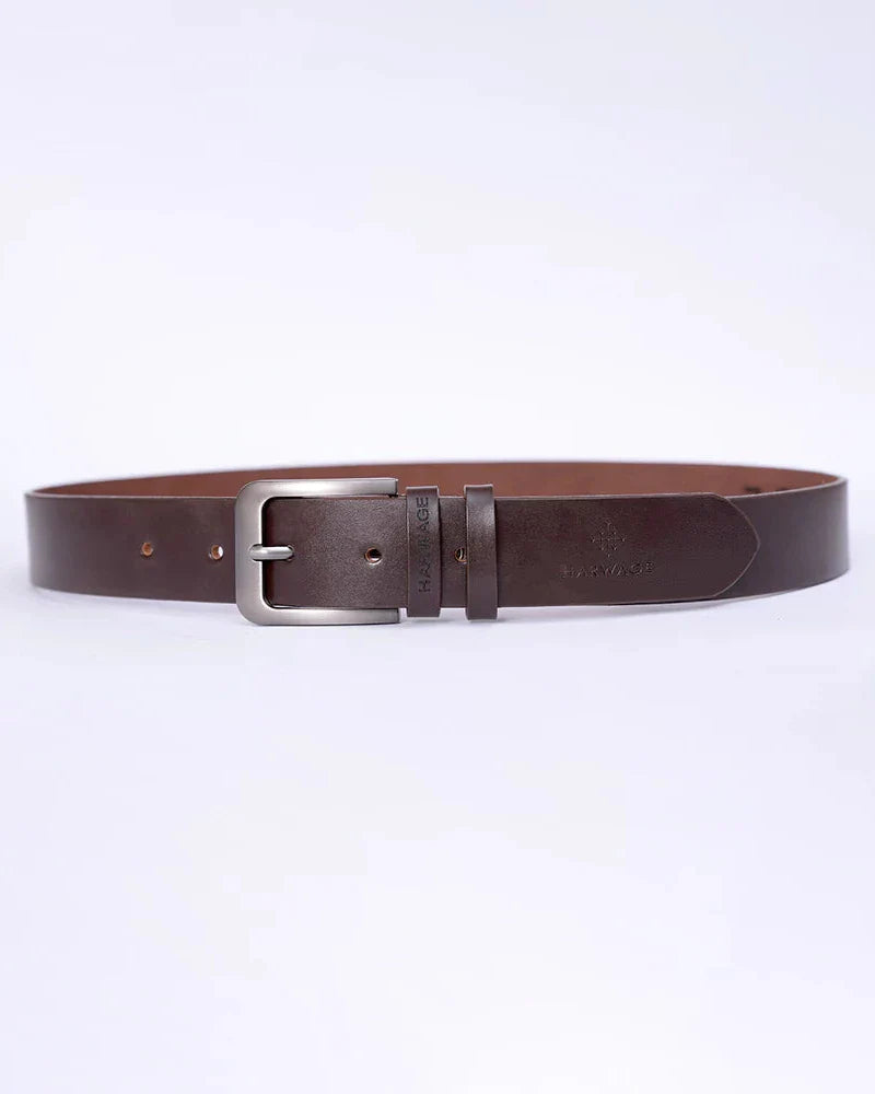 Men Faux Leather Belt - Brown - Harwage