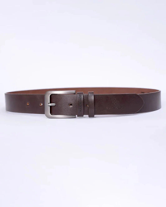 Men Faux Leather Belt - Brown - Harwage