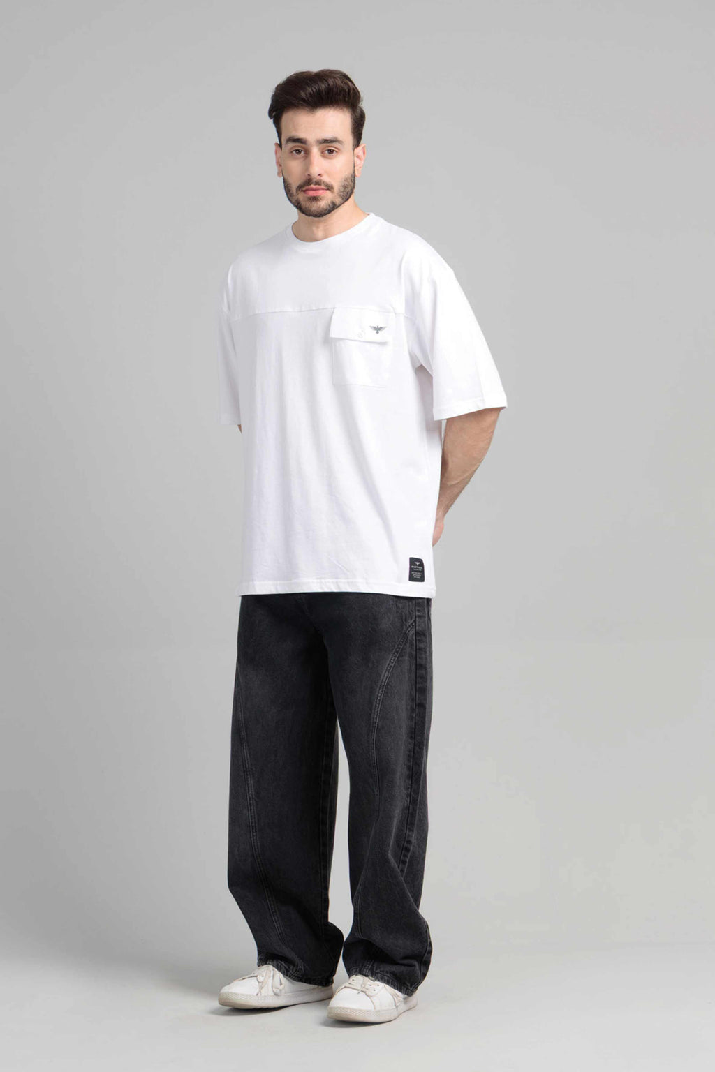 Men Boxy Fit Cotton T-Shirt - White