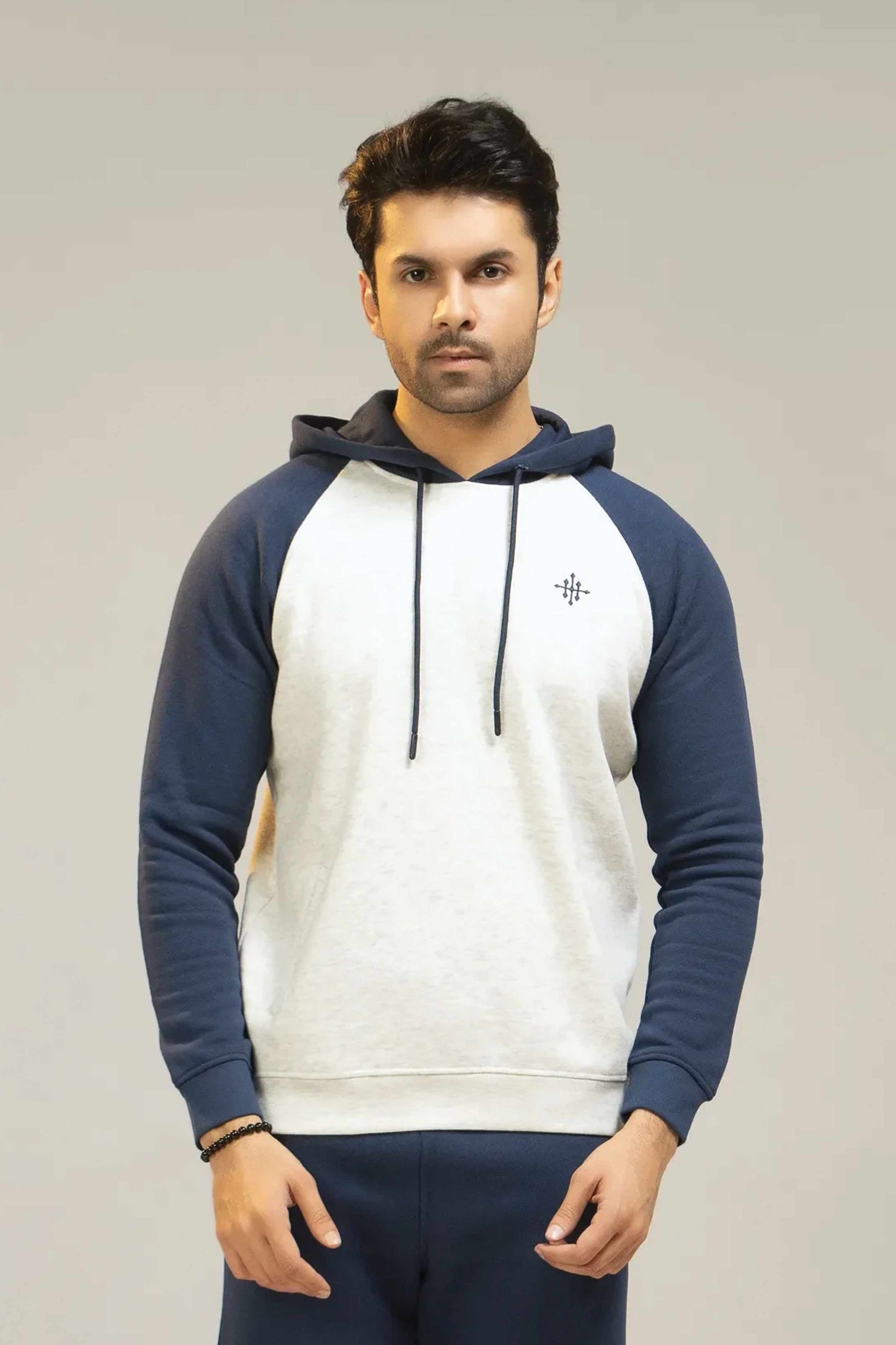 Men’s White & Navy Fleece Hoodie - White/Navy
