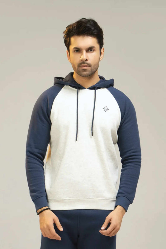 Men’s White & Navy Fleece Hoodie - White/Navy