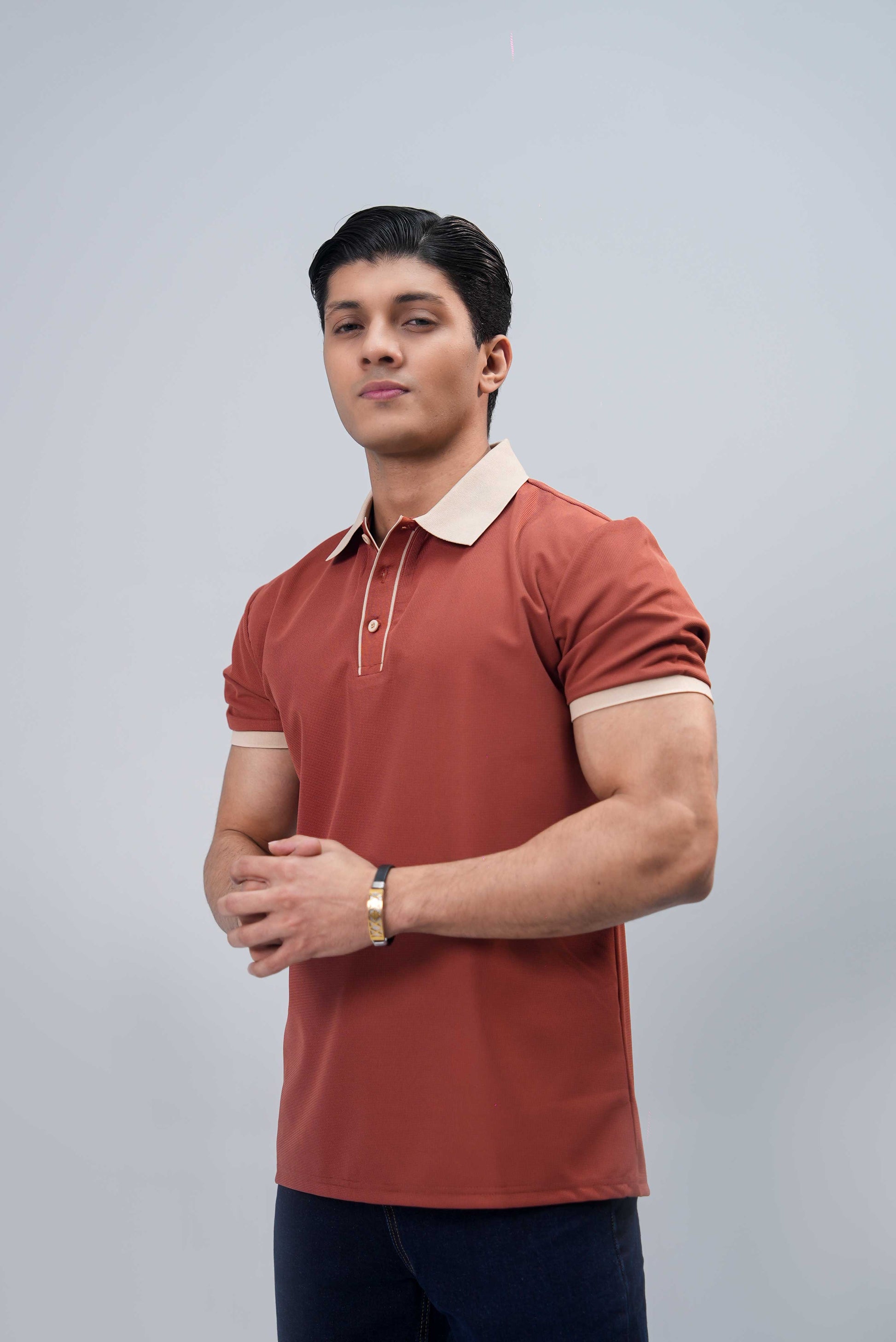 Men’s Essential Plain Polo Shirt – Rust