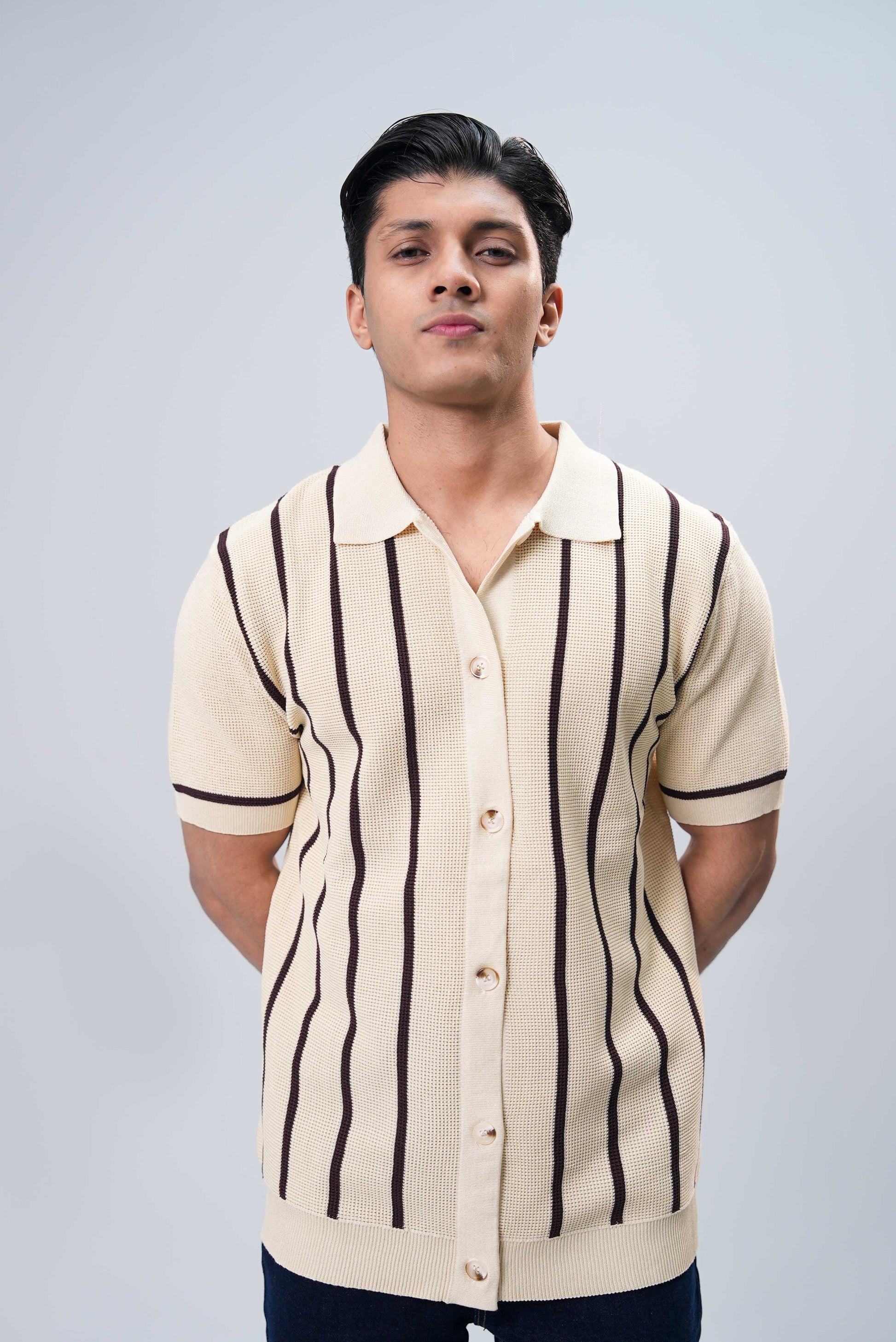 Men’s Button Down Polo Shirt - Beige