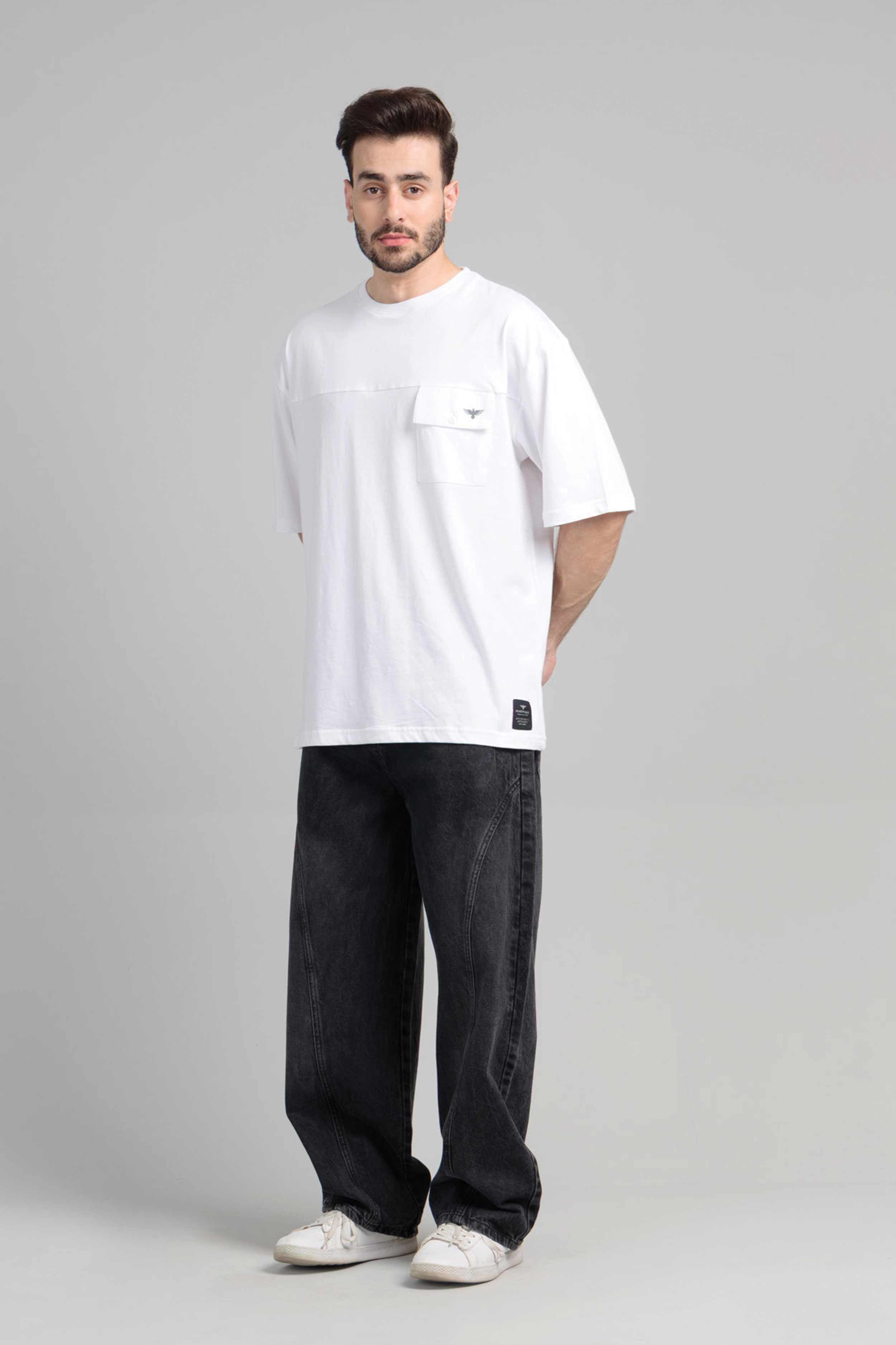 Men Boxy Fit Cotton T-Shirt - White
