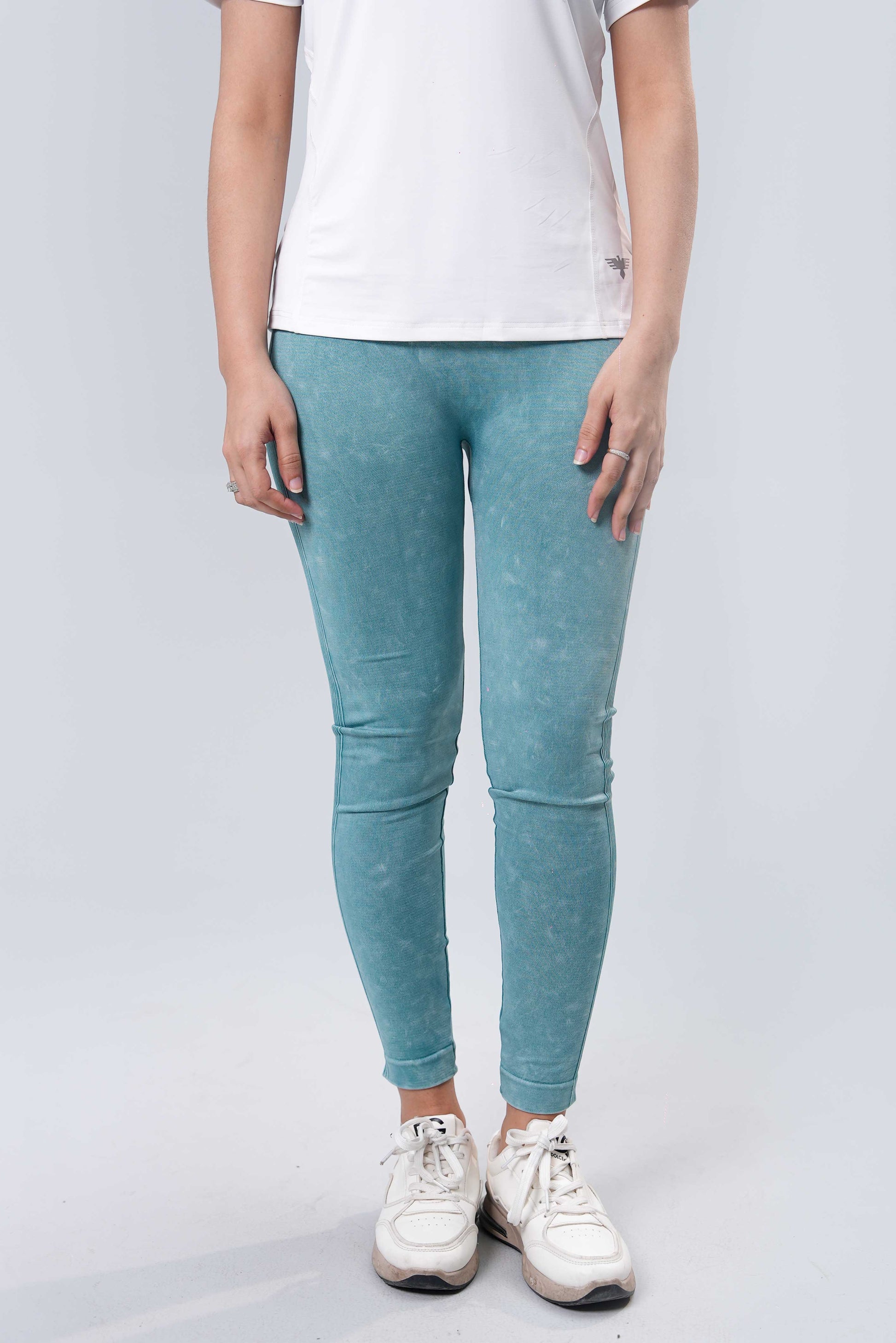 Women’s Tie & Dye Cold Wool Leggings – Mint Aqua