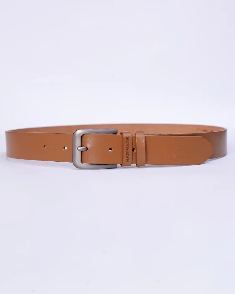 Men Faux Leather Belt - Burnt Sienna Mustard - Harwage