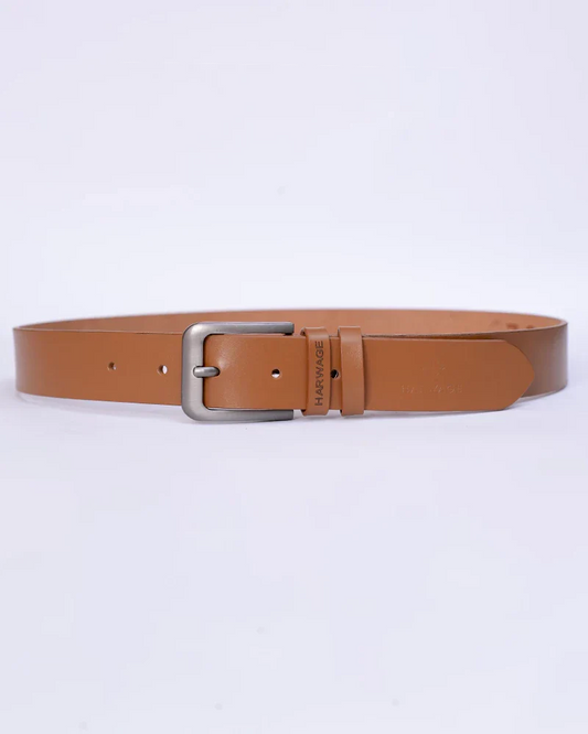 Men Faux Leather Belt - Burnt Sienna Mustard - Harwage