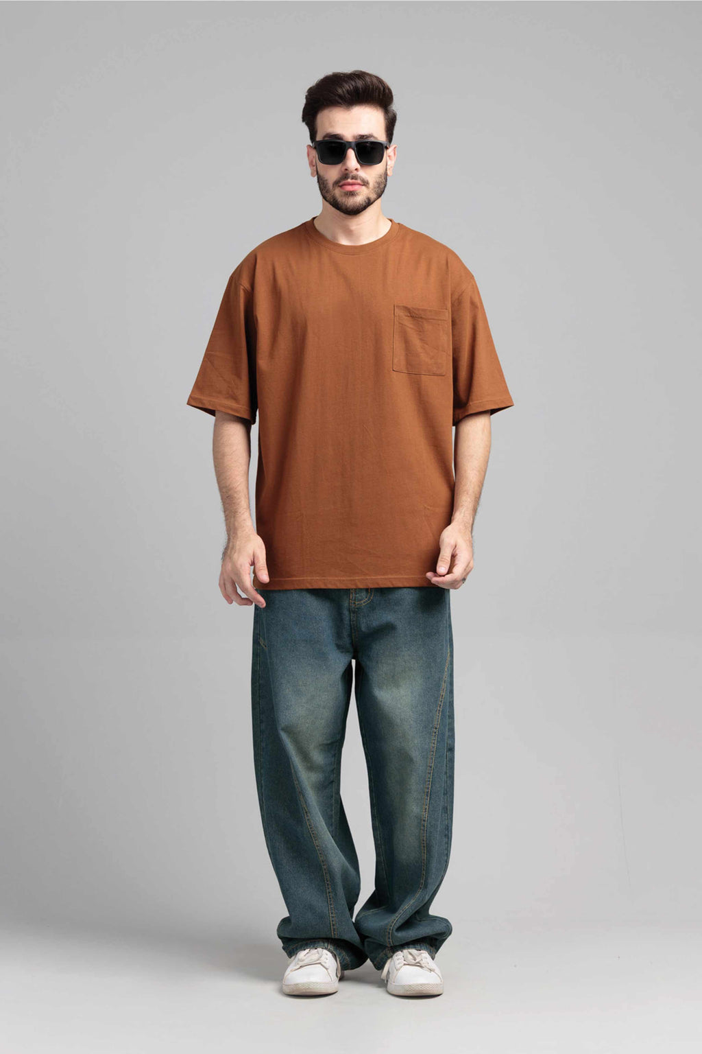 Men Boxy Fit Cotton T-Shirt - Monk Robe