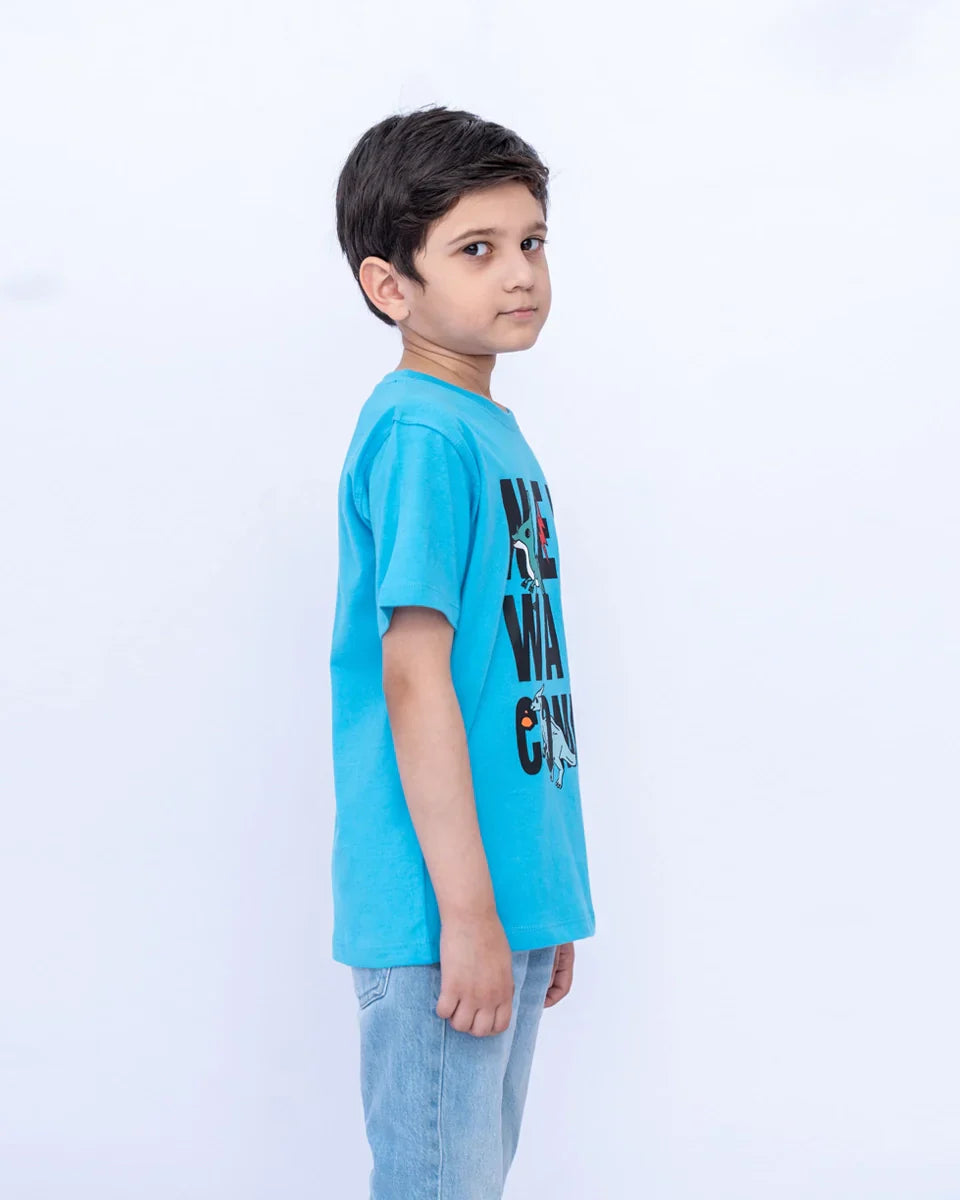 Junior Graphic T-Shirt – Cyan Blue