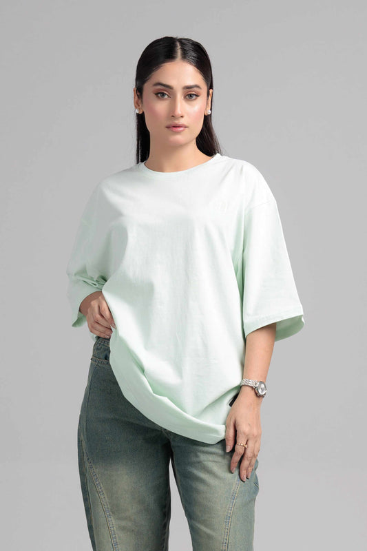 Women Boxy Fit Cotton T-Shirt - Hint of Mint