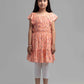 Junior Girls' Cotton Blend Long Dress - Peach