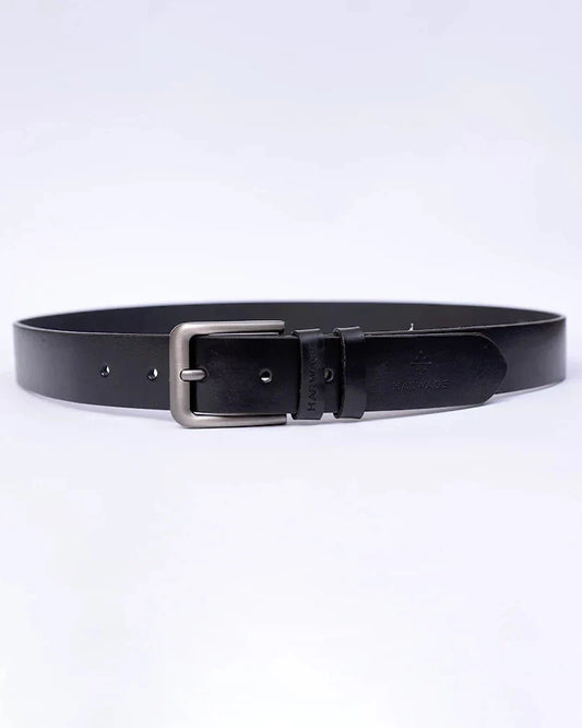 Men Faux Leather Belt - Black - Harwage