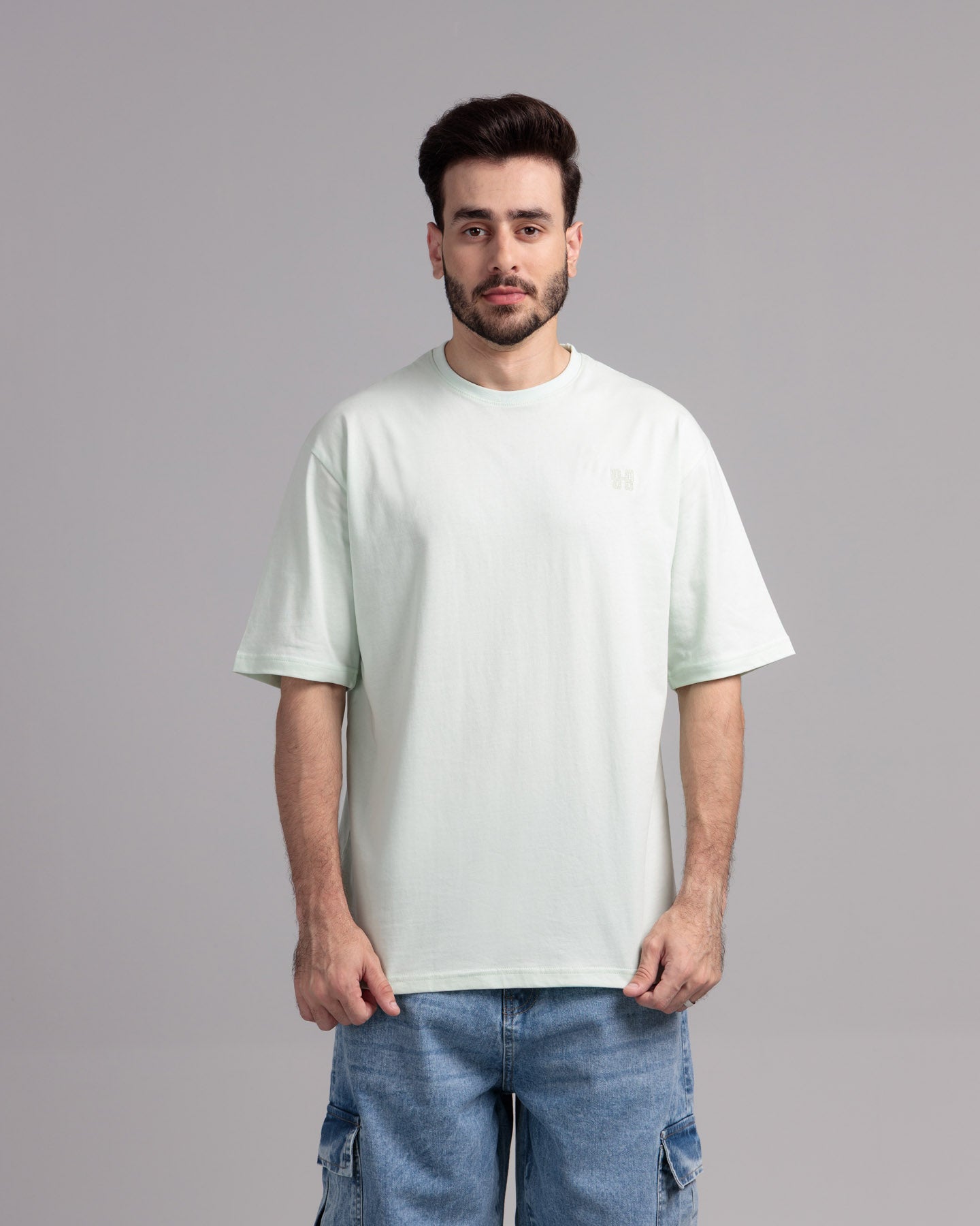 Men Boxy Fit Cotton T-Shirt - Hint of Mint