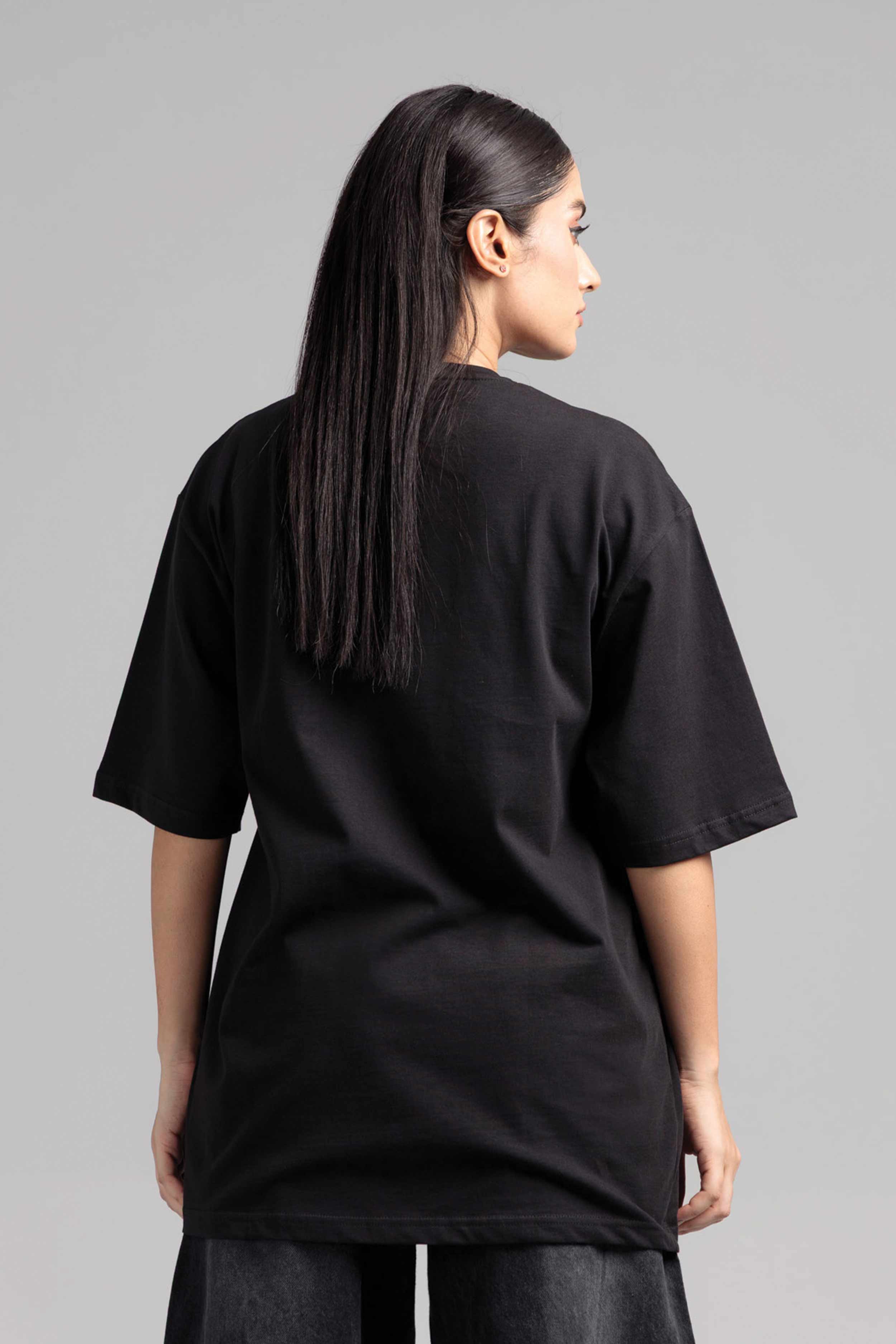 Women Boxy Fit Cotton T-Shirt - Jet Black