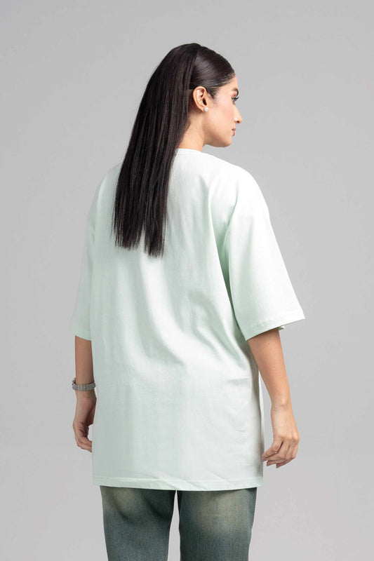 Women Boxy Fit Cotton T-Shirt - Hint of Mint