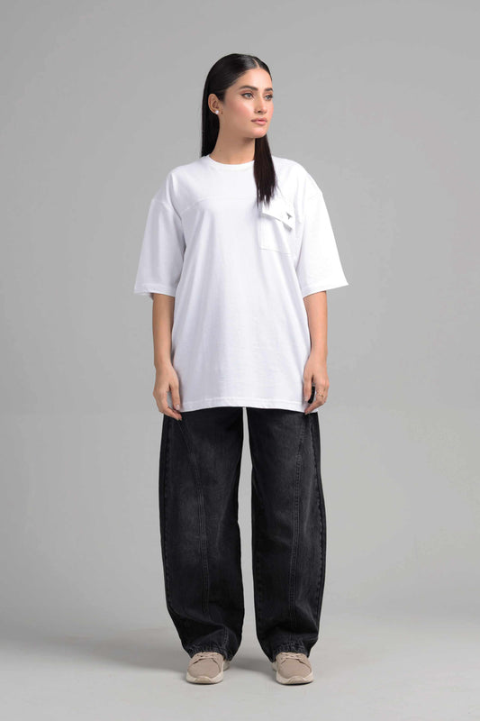Women Boxy Fit Cotton T-Shirt - White