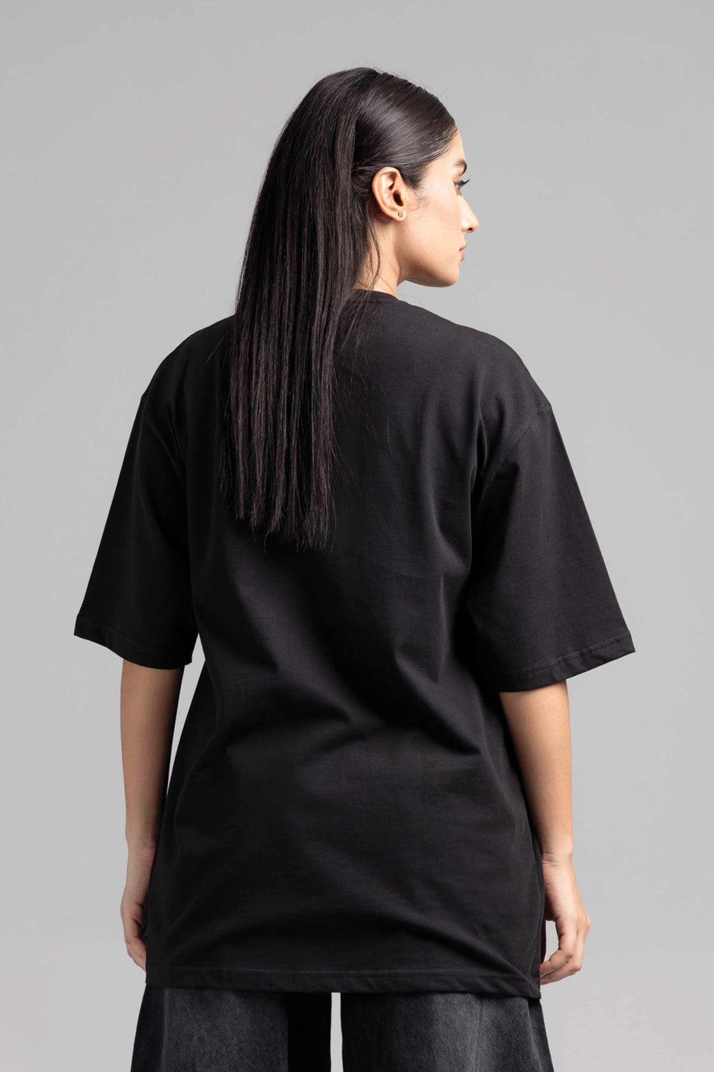Women Boxy Fit Cotton T-Shirt - Jet Black