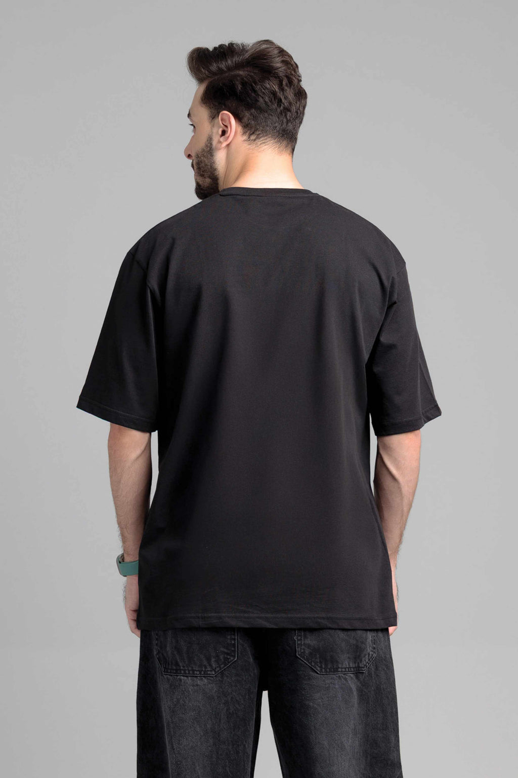 Men Boxy Fit Cotton T-Shirt - Jet Black
