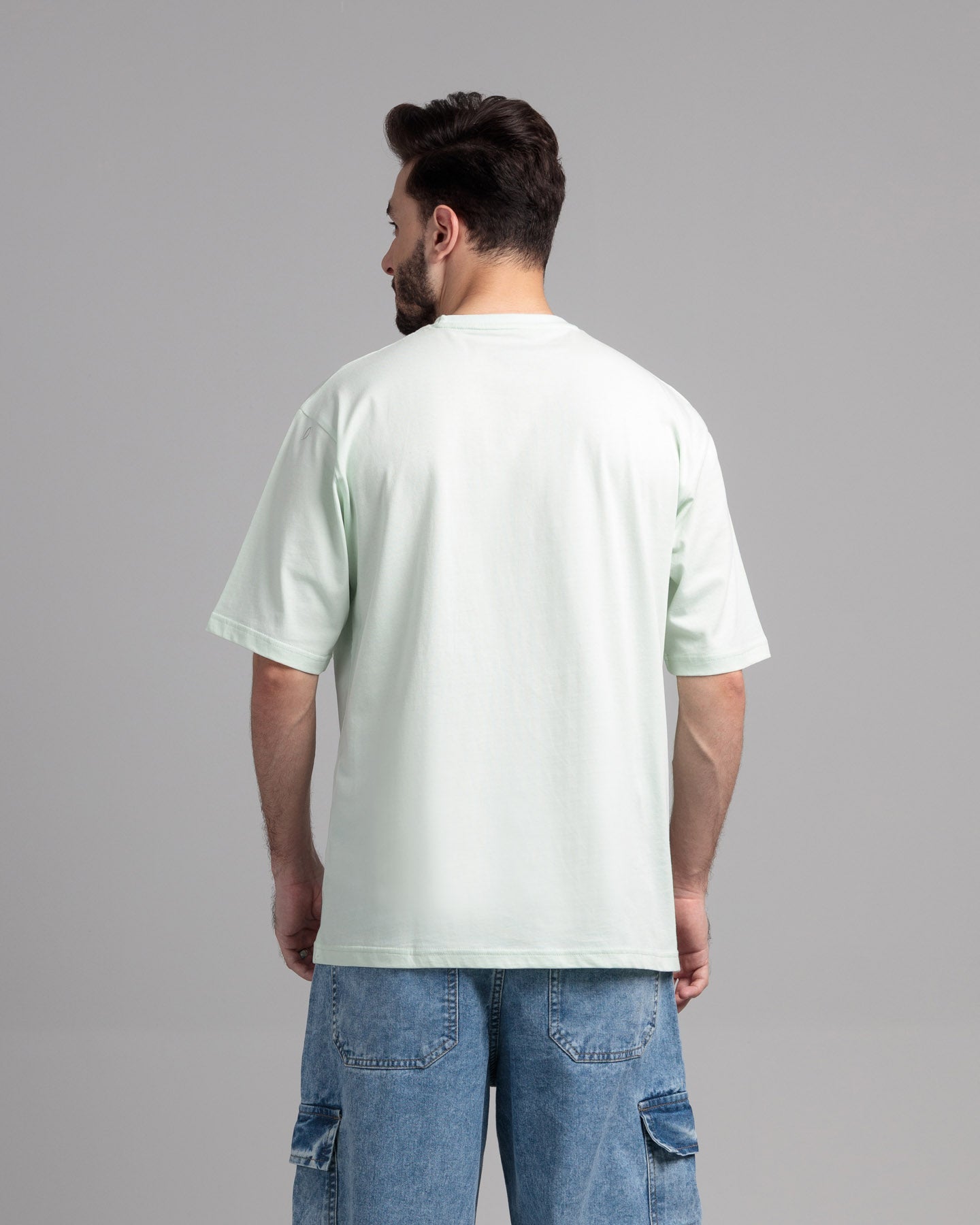 Men Boxy Fit Cotton T-Shirt - Hint of Mint