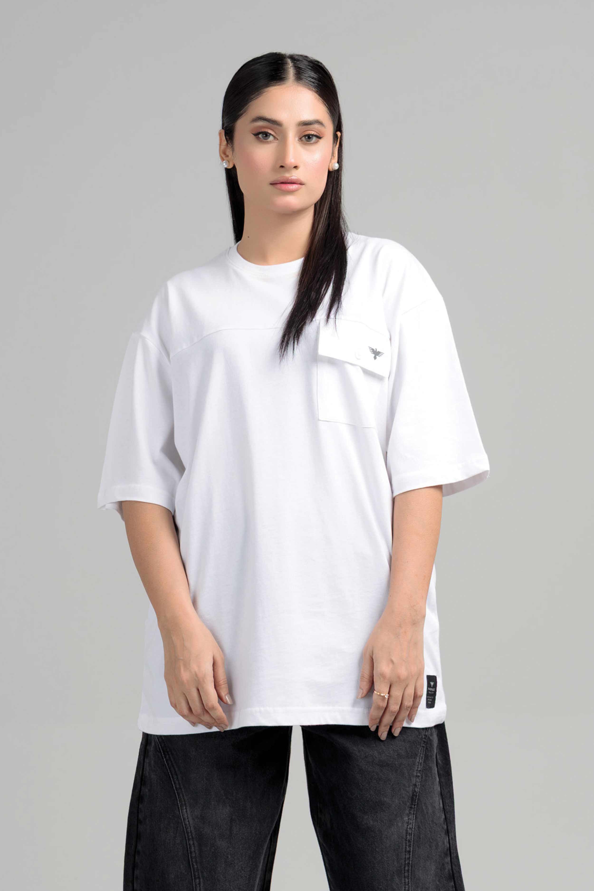 Women Boxy Fit Cotton T-Shirt - White
