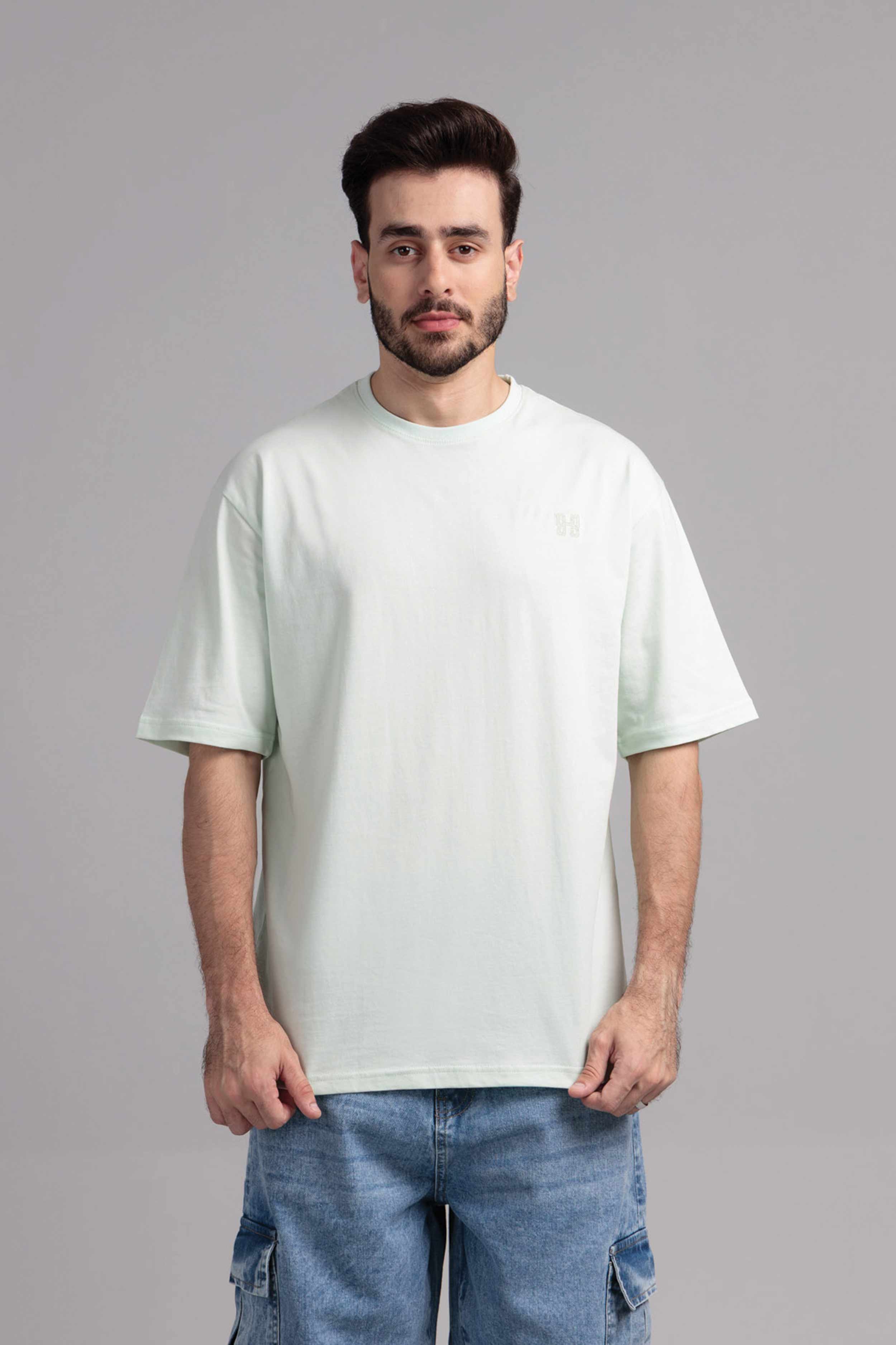 Men Boxy Fit Cotton T-Shirt - Hint of Mint