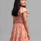 Junior Girls' Cotton Blend Long Dress - Peach