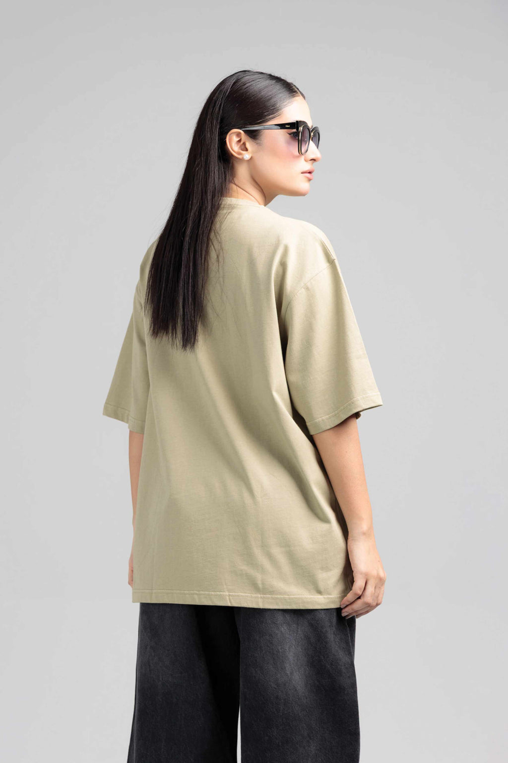 Women Boxy Fit Cotton T-Shirt - Grey Green