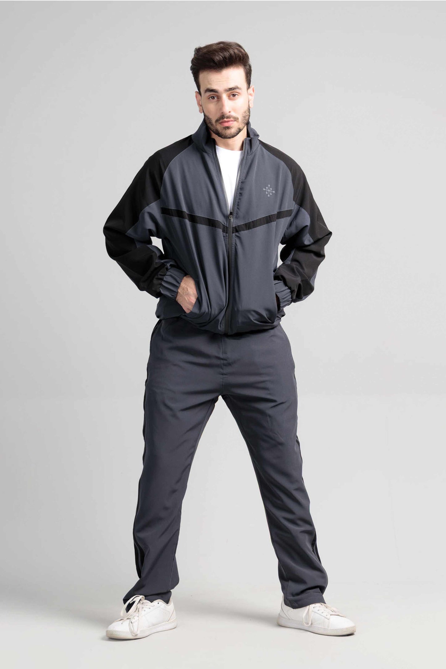 Men's Micro Stretch Active Wear Tracksuit - Charcoal