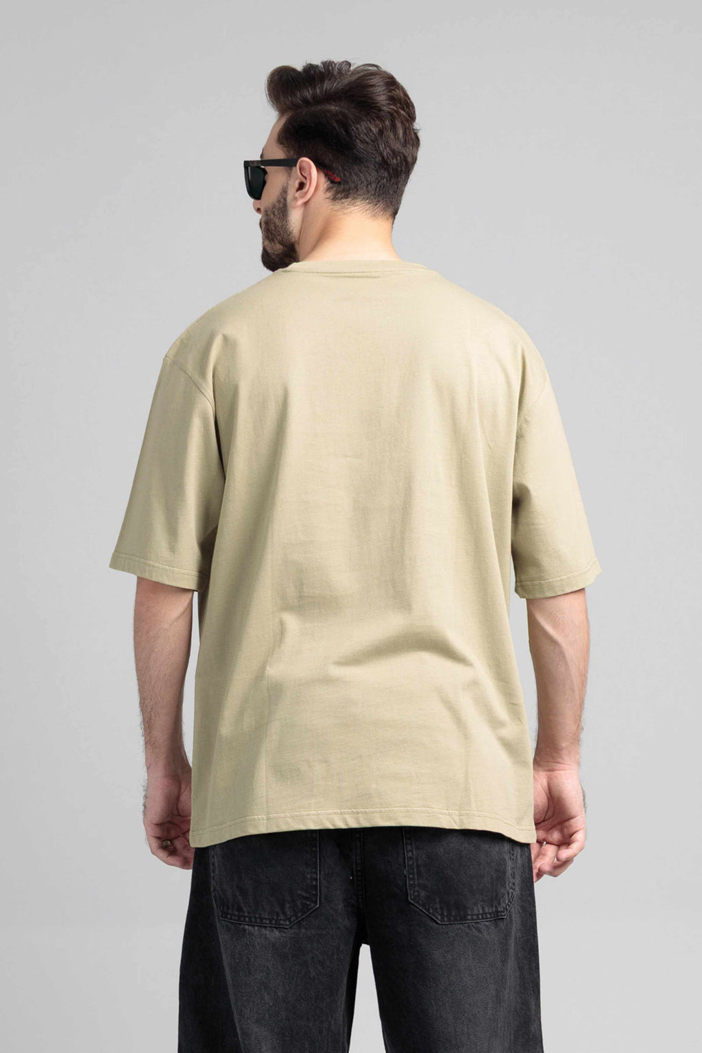 Men Boxy Fit Cotton T-Shirt - Grey Green