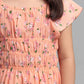Junior Girls' Cotton Blend Long Dress - Peach