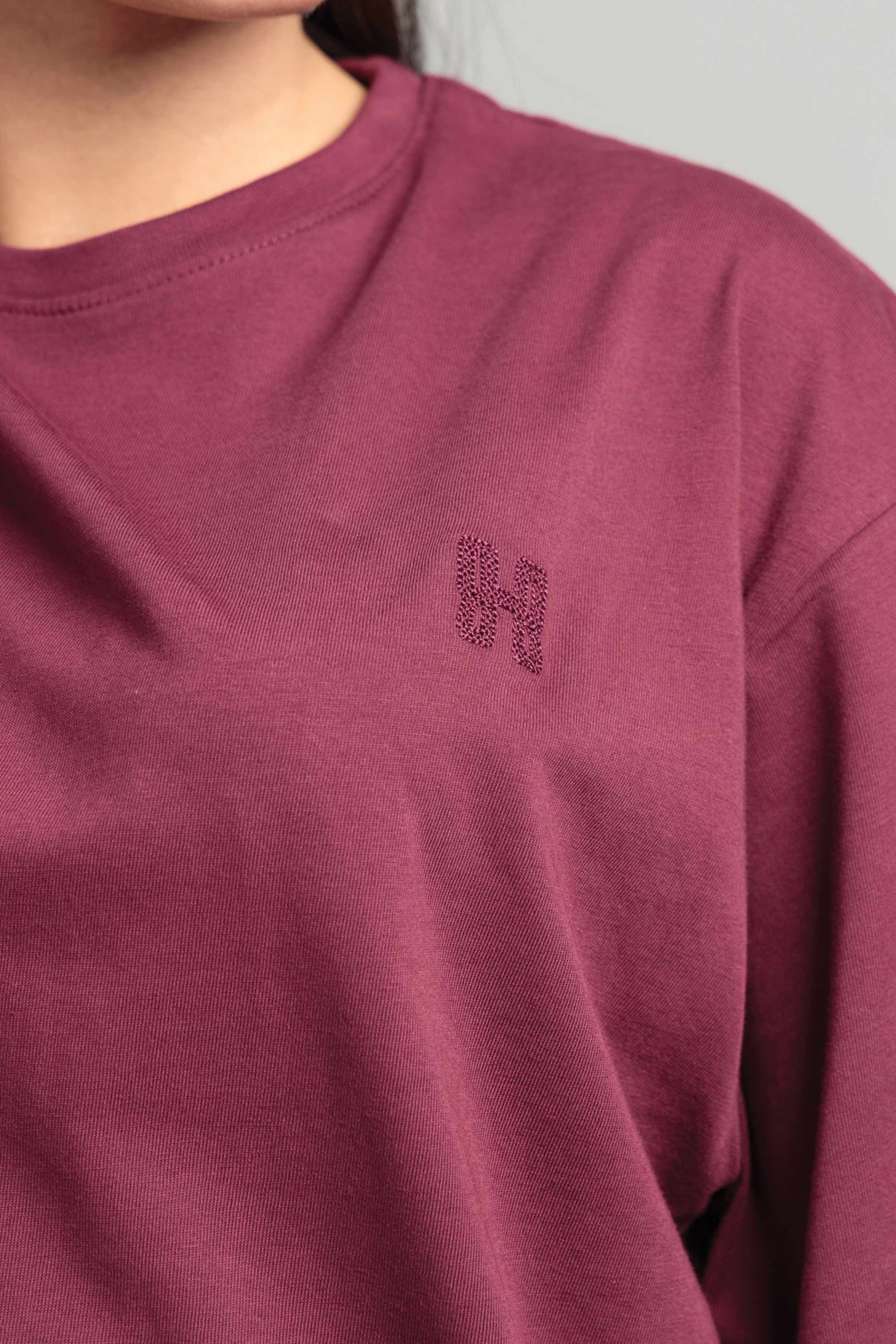 Women Boxy Fit Cotton T-Shirt - Maroon
