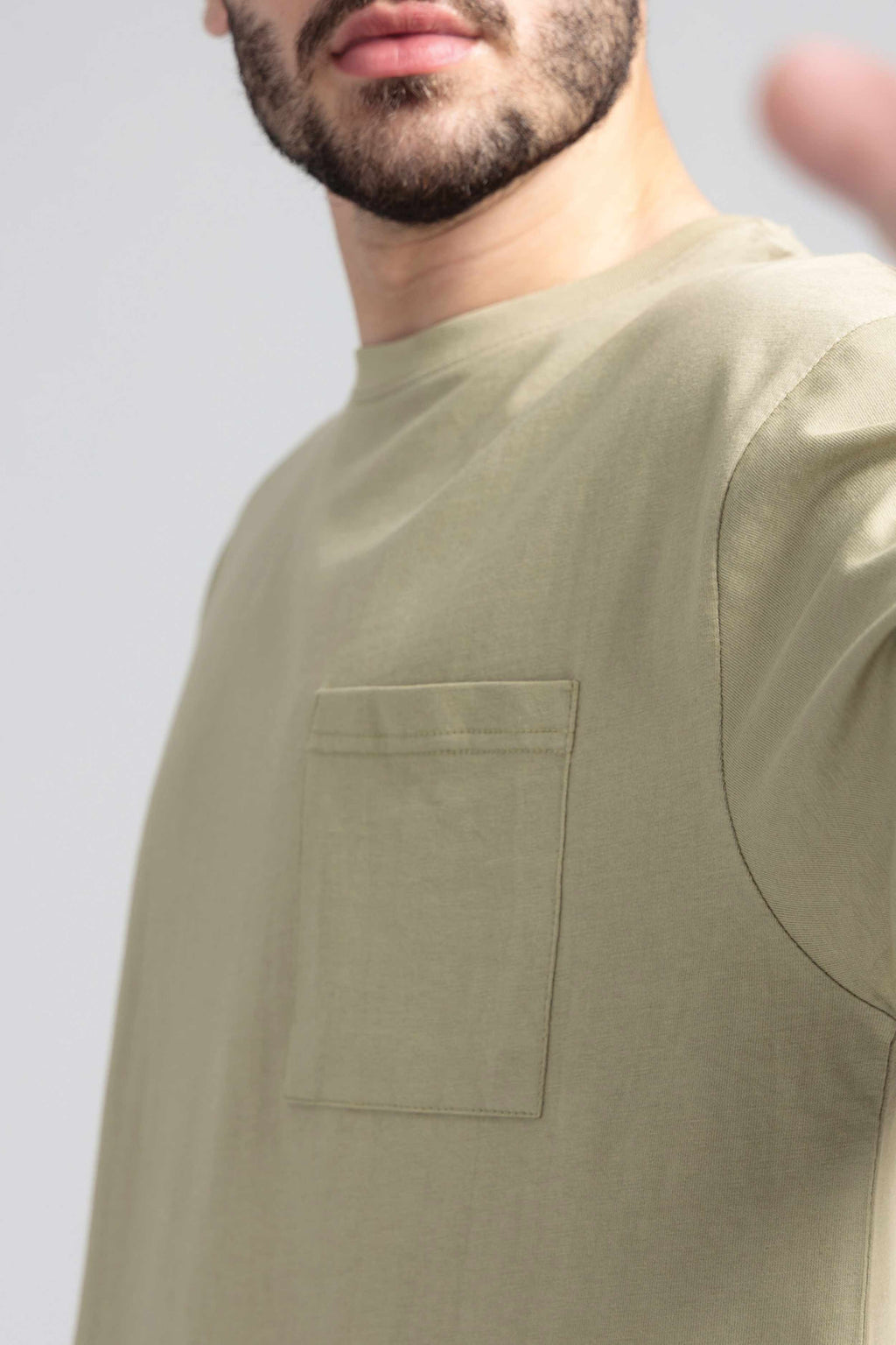 Men Boxy Fit Cotton T-Shirt - Grey Green