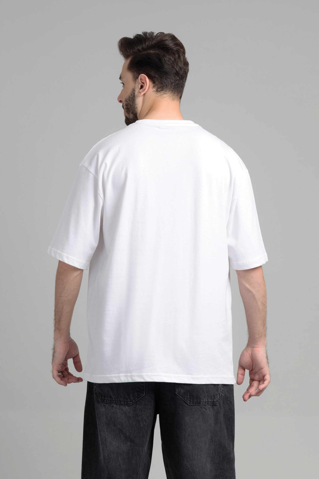 Men Boxy Fit Cotton T-Shirt - White