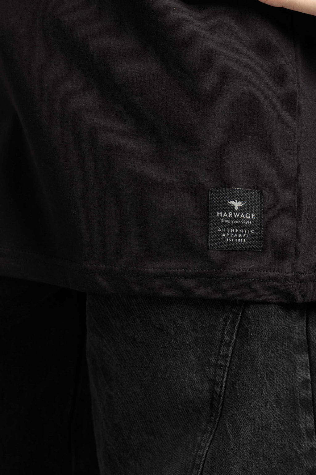 Men Boxy Fit Cotton T-Shirt - Jet Black