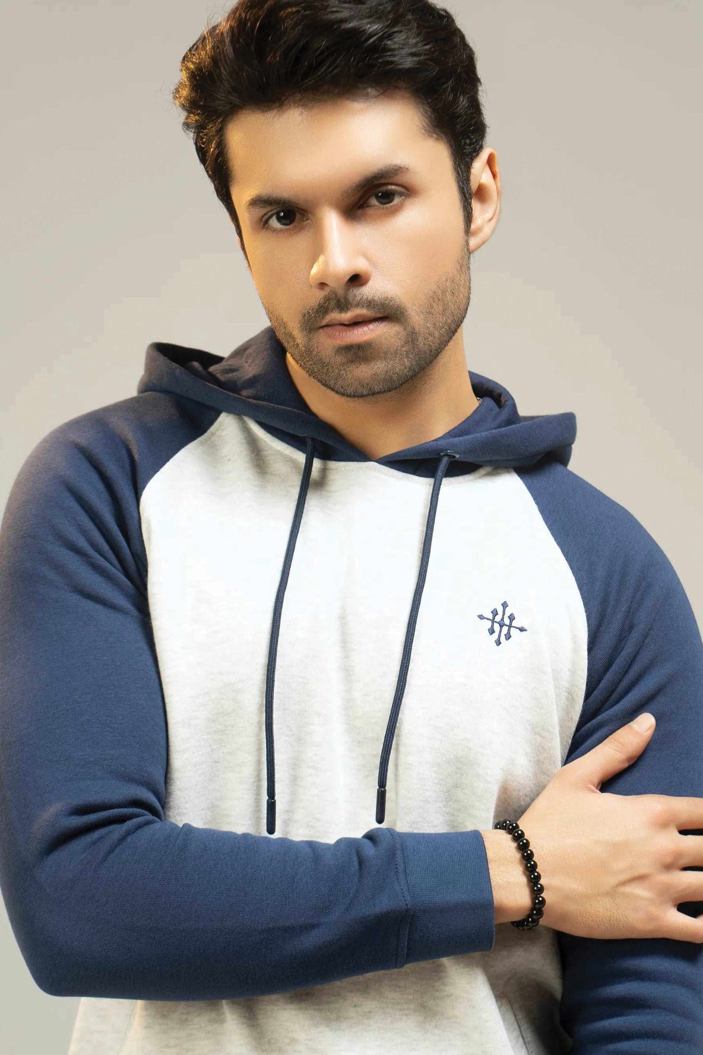 Men’s White & Navy Fleece Hoodie - White/Navy