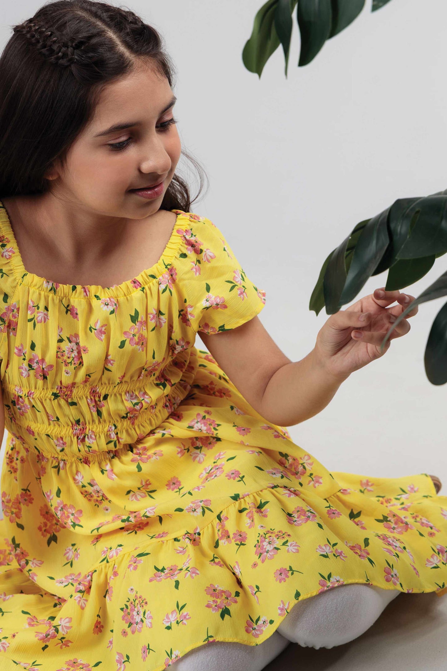 Little Girls' Cotton Blend Long Dress - Yellow