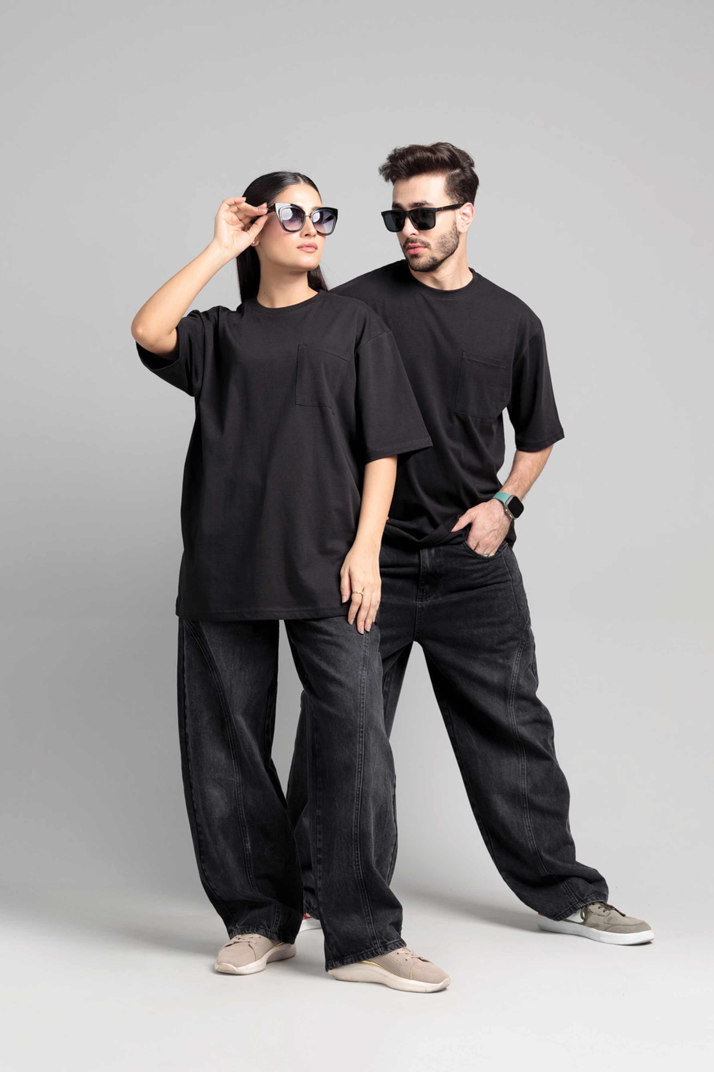 Women Boxy Fit Cotton T-Shirt - Jet Black