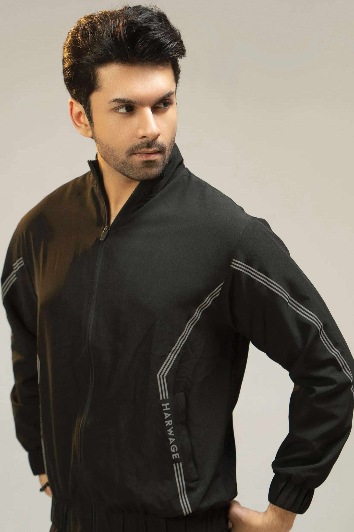 Men Regular Fit Tracksuit - Black