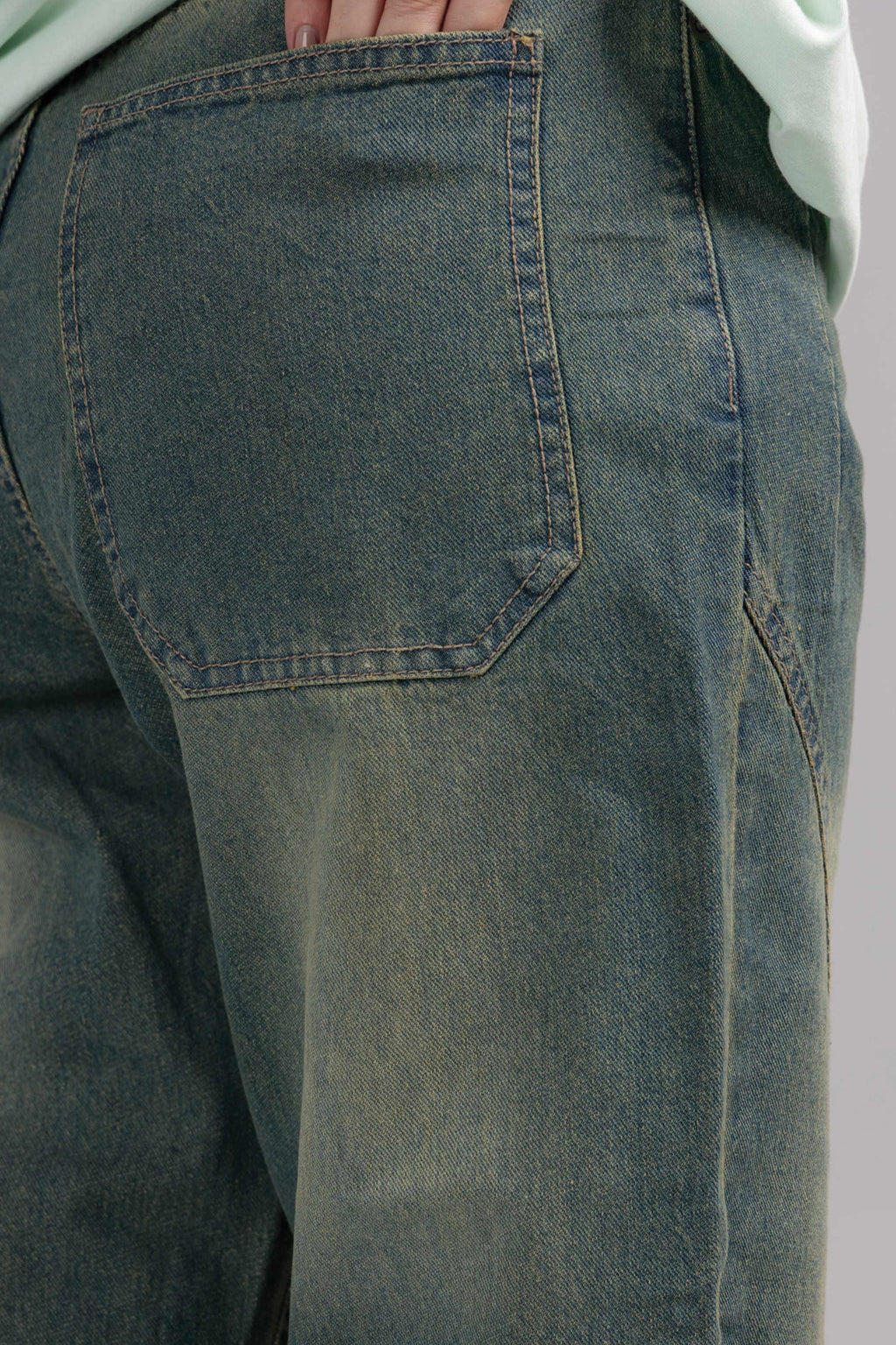 Women Loose Fit Cut & Sewn Denim Jeans - Vintage Blue