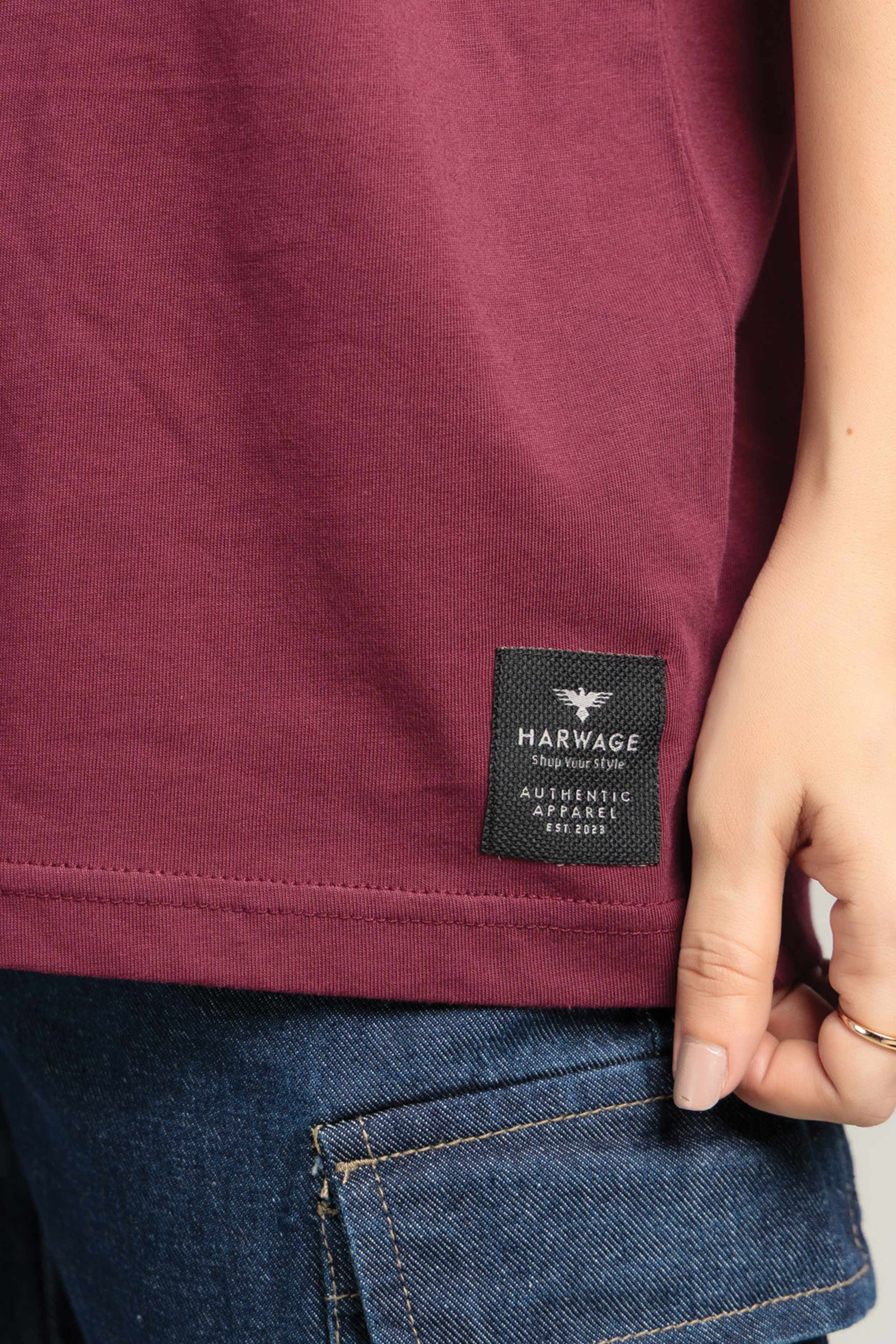 Women Boxy Fit Cotton T-Shirt - Maroon