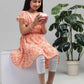 Junior Girls' Cotton Blend Long Dress - Peach