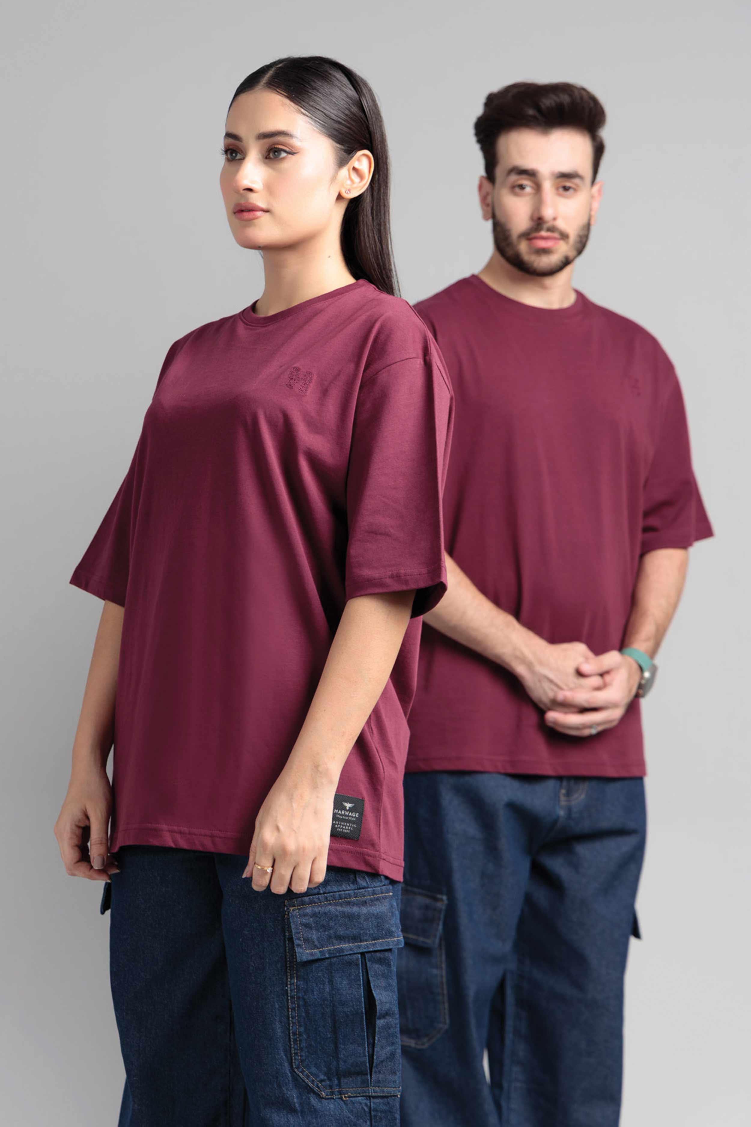 Women Boxy Fit Cotton T-Shirt - Maroon