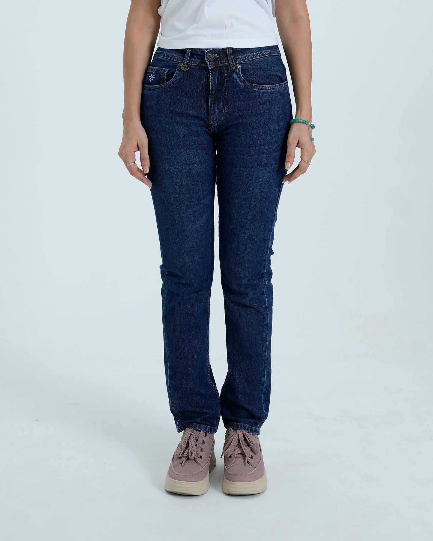 Women Dark Blue Straight Fit Denim Jeans