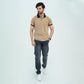 Men Graphic Polo with Contrast Trims - Beige - Harwage