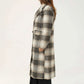 Women Long Wool Tweed Coat - Checkered