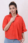 Women Basic Cropped Shirt – Red