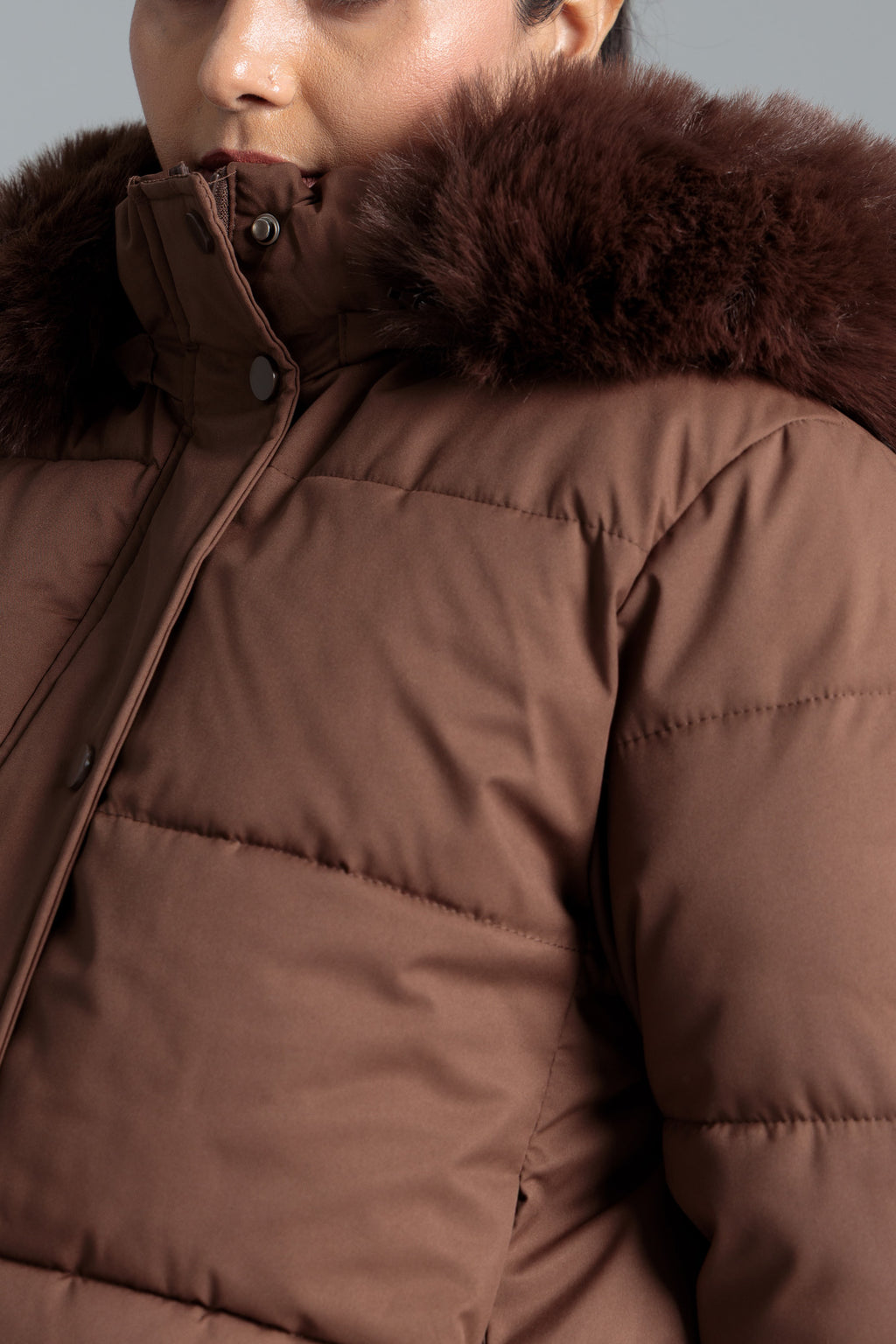 Woman Puffar Parachute Jacket - Coffee Liqueur