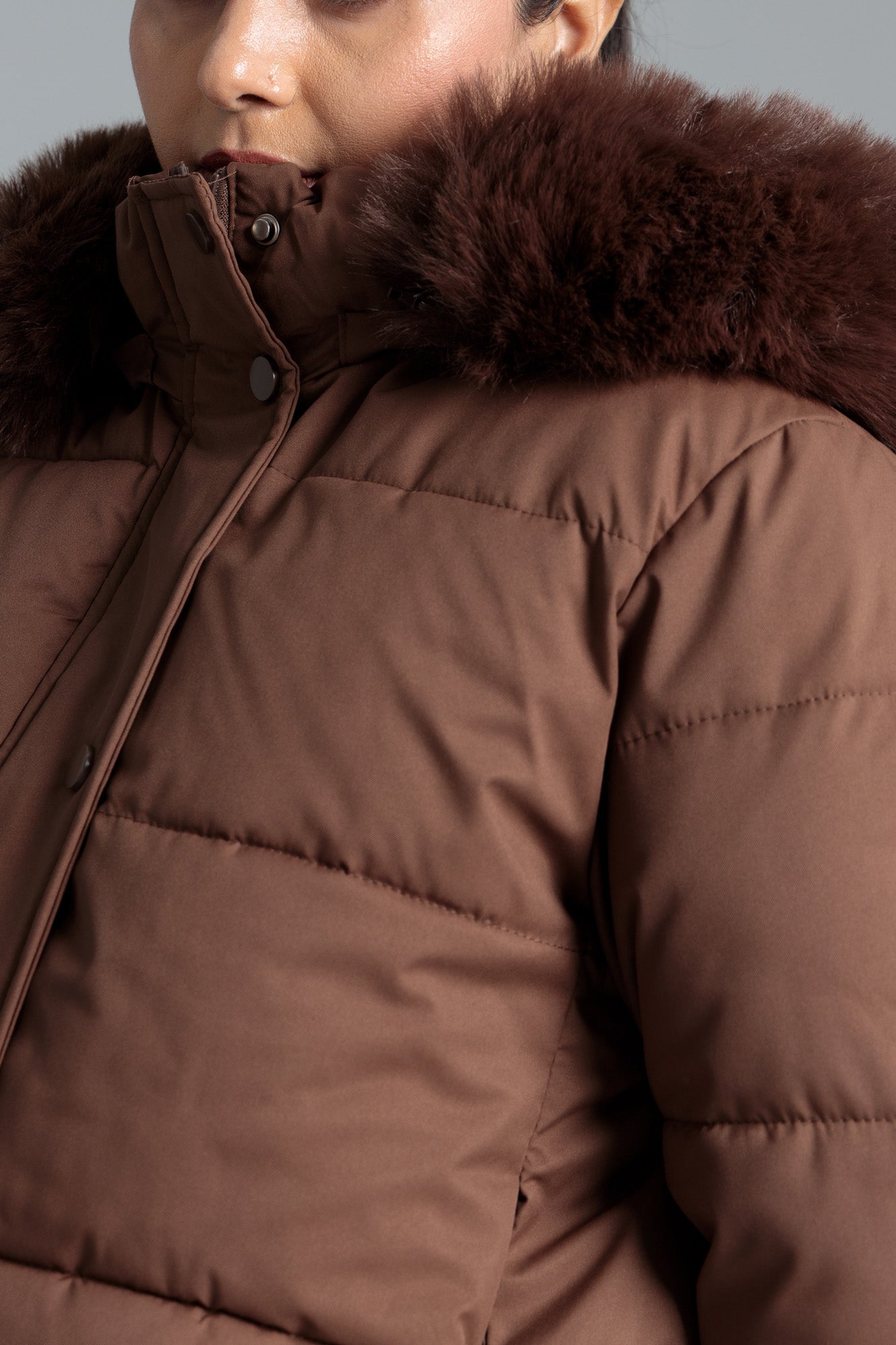 Woman Puffar Parachute Jacket - Coffee Liqueur