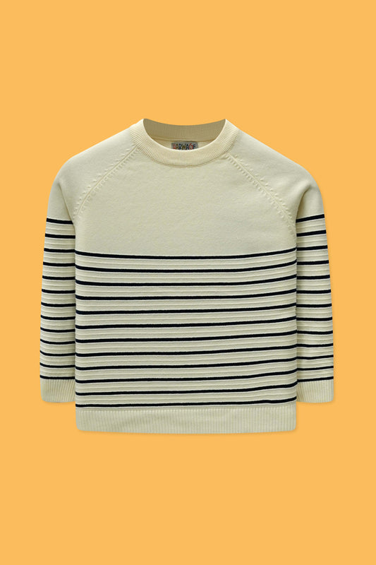 Junior Boys’ R-Neck Wool Cardigan - Cream