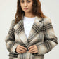 Women Long Wool Tweed Coat - Checkered